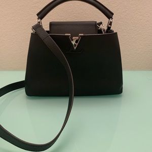 Louis Vuitton authentic black leather shoulder bag
